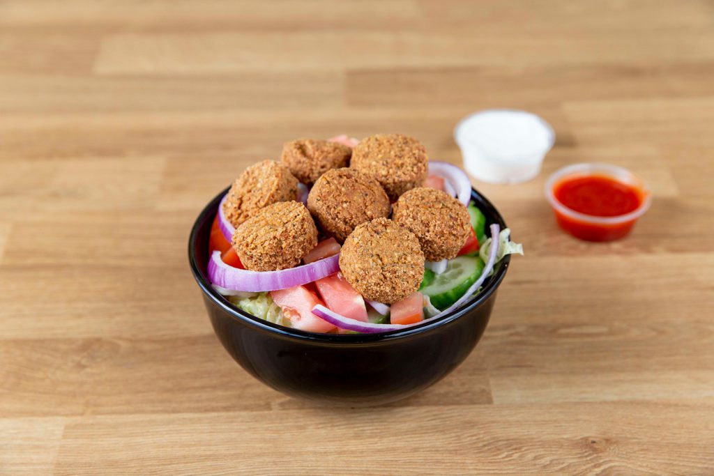 Falafel over salad